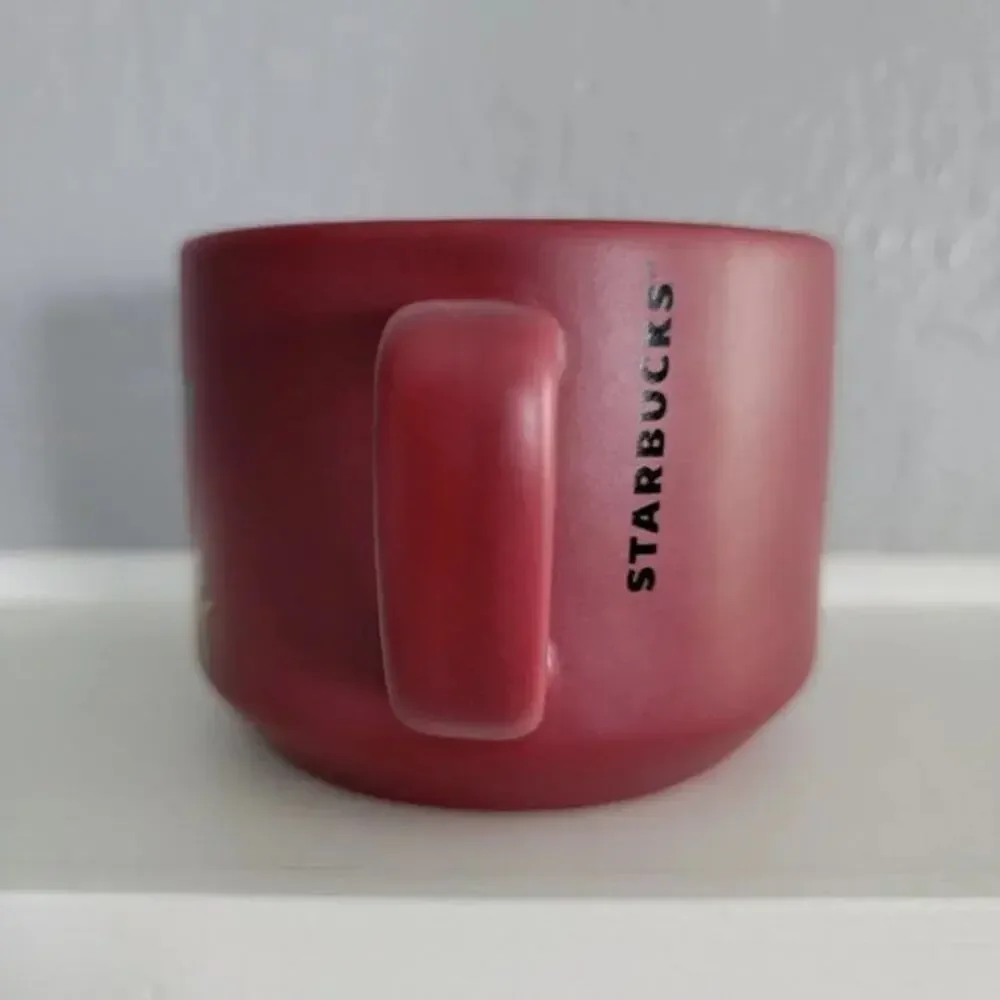 Starbucks Valentines Day Double Hearts Mug 2018 Burgundy 12 oz Ceramic